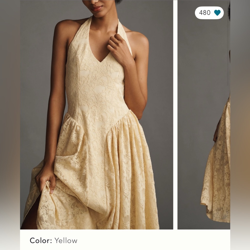 Anthropologie Yellow Lace Dress